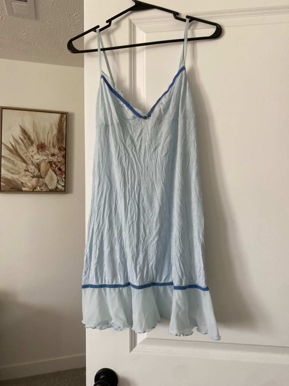 Angel Light Blue Slip Dress with Contrast Blue Trim